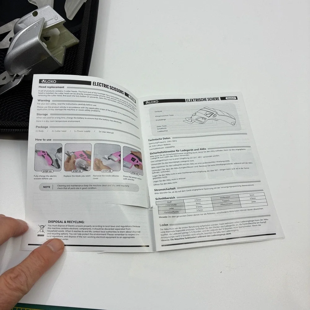 VLOXO electric scissors shears with 2 tips and case tested‎ sewing quilting